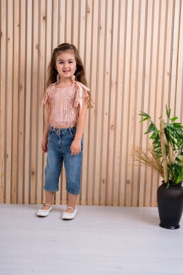 2-Piece Girl Set with Blouse and Capri Jean 3-6Y Büşra Bebe 1016-211127 - 4