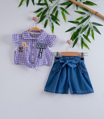 2-Piece Girl Set With Shorts 3-6Y Büşra Bebe 1016-221052 Lilac