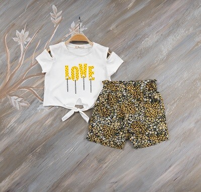 2-Piece Girl Set With Shorts and Tshirt 7-10Y Büşra Bebe 1016-221072 - 1