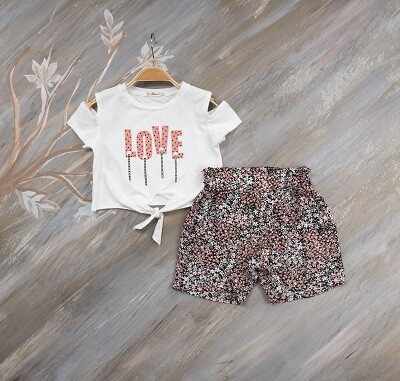 2-Piece Girl Set With Shorts and Tshirt 7-10Y Büşra Bebe 1016-221072 - 3