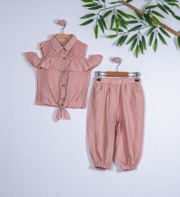 2-Piece Girl Set with Yoke Brode 3-6Y Büşra Bebe 1016-211137 - Büşra Bebe (1)