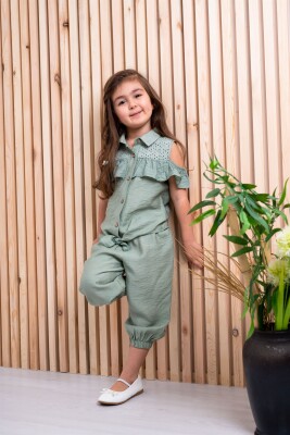 2-Piece Girl Set with Yoke Brode 3-6Y Büşra Bebe 1016-211137 Green