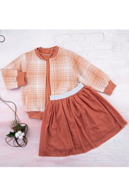 2-Piece Plaid Cardigan Set with Tulle Skirt 3-6Y Büşra Bebe 1016-212063 - Büşra Bebe (1)