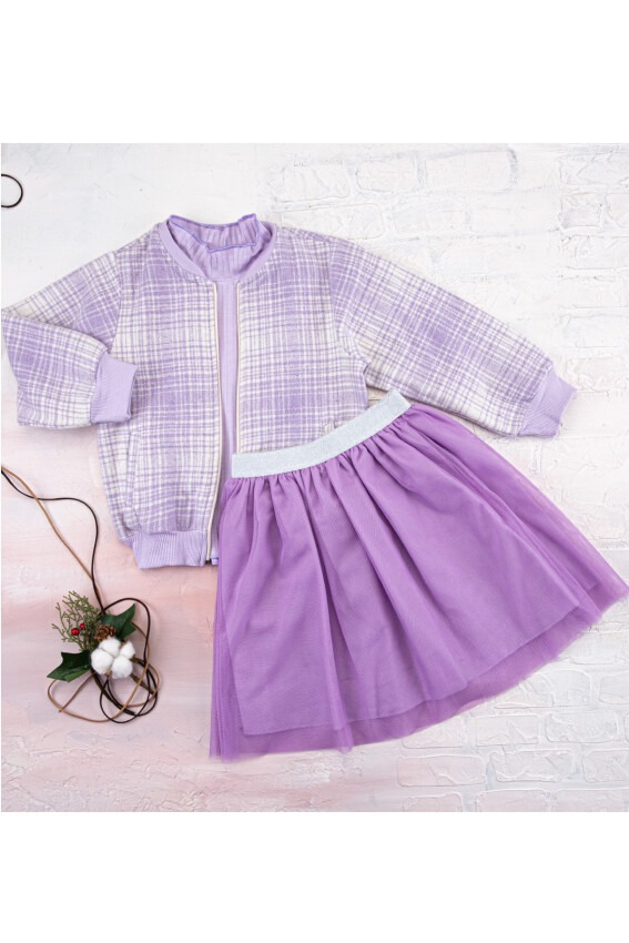 2-Piece Plaid Cardigan Set with Tulle Skirt 3-6Y Büşra Bebe 1016-212063 - 3