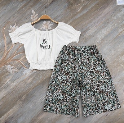 Be Happy Girl Capri Set 7-10Y Büşra Bebe 1016-221073 - 1