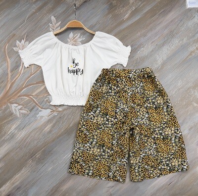 Be Happy Girl Capri Set 7-10Y Büşra Bebe 1016-221073 Yellow