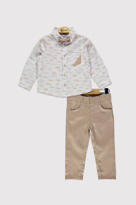 Boy Fish Printed Shirt Set 2-5Y Kumru Bebe 1075-4312 - 1