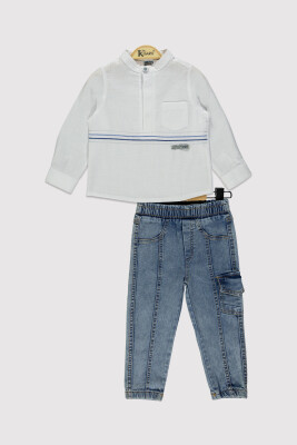 Boy Striped Denim Set 2-5Y Kumru Bebe 1075-4278 - 1