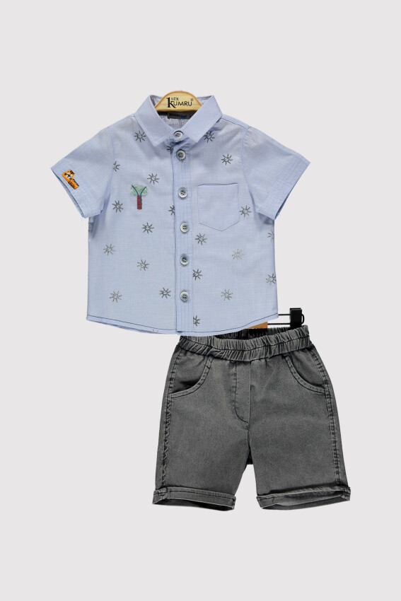 Boy Tree Embroidered Shirt Set 2-5Y Kumru Bebe 1075-4284 - 2