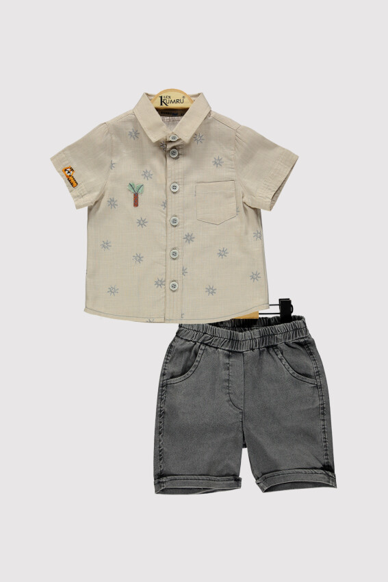 Boy Tree Embroidered Shirt Set 2-5Y Kumru Bebe 1075-4284 - 4