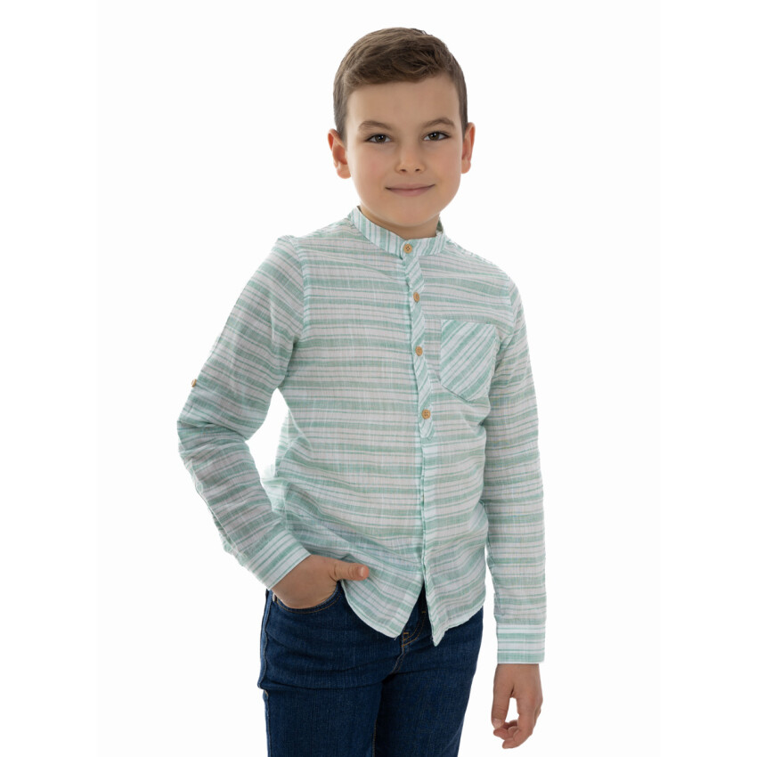 Boy's Mandarin Collar Shirt 6-9Y Timo 1018-TE5DÜ012244223 - 1