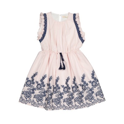 Embossed Pleated Dress Büşra Bebe 1016-211099 - Büşra Bebe