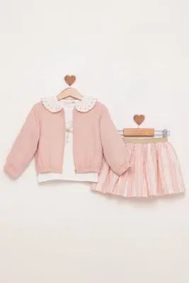 Embroidered Baby Collar Jacket Skirt Set 1-4Y BabyRose 1002-4853 - 2