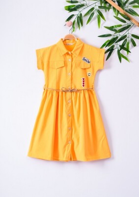 Girl Dress 7-10Y Büşra Bebe 1016-221017 Yellow