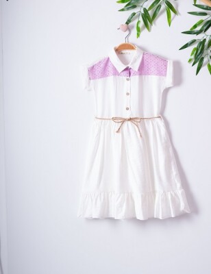 Girl Dress 7-10Y Büşra Bebe 1016-221039 Ecru