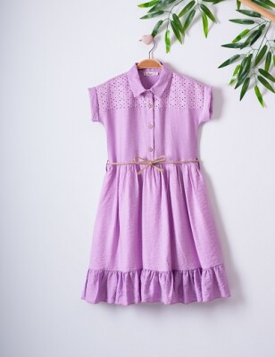 Girl Dress 7-10Y Büşra Bebe 1016-221039 Lilac