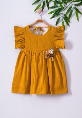 Girl Dress with Back Detailed 3-6Y Büşra Bebe 1016-221047 Mustard