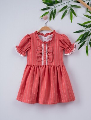 Girl Dress with Bow 3-6Y Büşra Bebe 1016-221041 - Büşra Bebe