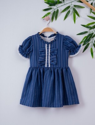 Girl Dress with Bow 3-6Y Büşra Bebe 1016-221041 Navy 