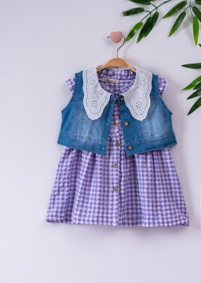 Girl Dress With Denim Vest 3-6Y Büşra Bebe 1016-221051 - Büşra Bebe (1)