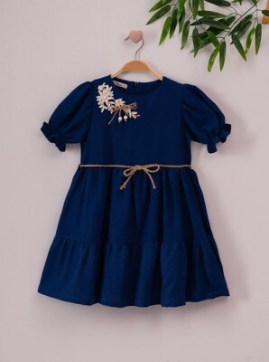 Girl Dress with Jut Belt 7-10Y Büşra Bebe 1016-221049 - Büşra Bebe