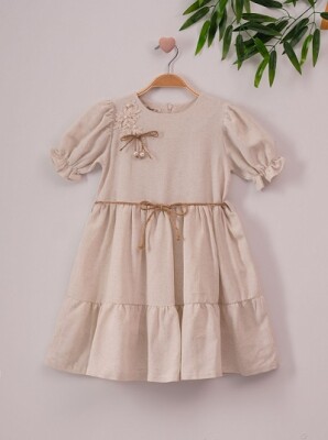 Girl Dress with Jut Belt 7-10Y Büşra Bebe 1016-221049 - Büşra Bebe (1)