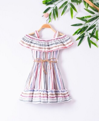 Girl Dress With Striped 3-6Y Büşra Bebe 1016-221057 - Büşra Bebe (1)