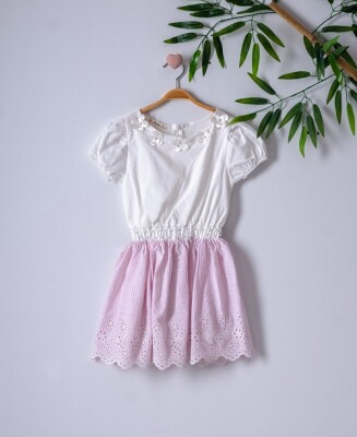 Girl Dress with Striped and Brode 3-6Y Büşra Bebe 1016-221002 - Büşra Bebe