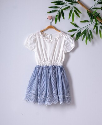 Girl Dress with Striped and Brode 3-6Y Büşra Bebe 1016-221002 - Büşra Bebe (1)