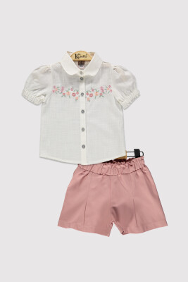 Girl Embroidered Shorts Set 2-5Y Kumru Bebe 1075-4244 - 3