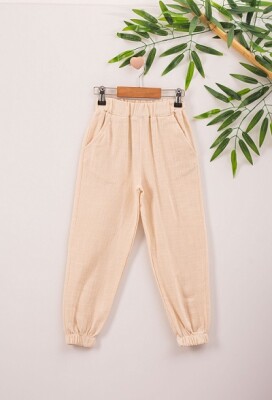 Girl Linen Pants 7-10Y Büşra Bebe 1016-221055 Beige