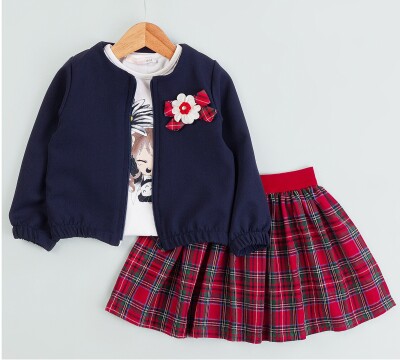 Girl Plaid Skirt Jacket Set 1-4Y BabyRose 1002-4880 - 2