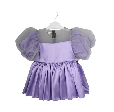 Organza Bow Dress Büşra Bebe 1016-212034 Gray