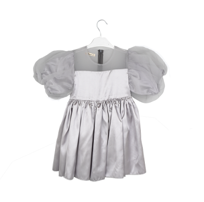 Organza Bow Dress Büşra Bebe 1016-212035 Gray