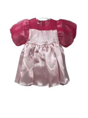 Organza Bow Dress Büşra Bebe 1016-212035 Fuchsia-Pink