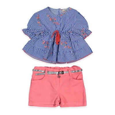 Pfd Set with Flowery Striped 3-6Y Büşra Bebe 1016-211130 Saxe