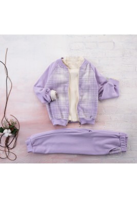 Plaid Set with Raglan Sleeve Büşra Bebe 1016-212025 Lilac