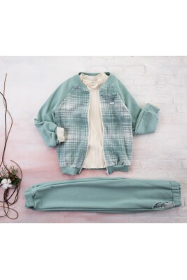 Plaid Set with Raglan Sleeve Büşra Bebe 1016-212025 Green