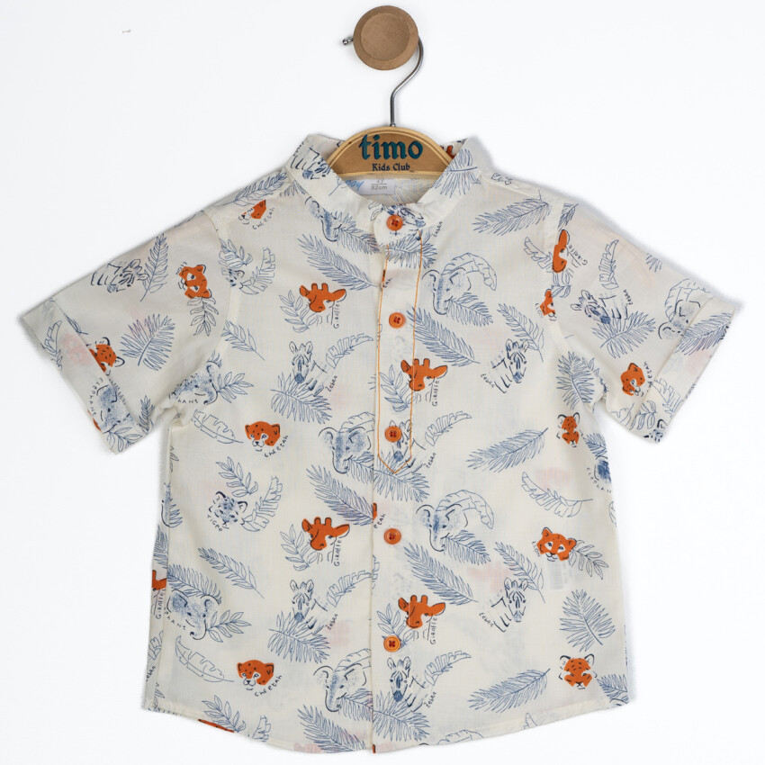 Baby Boy Mandarin Collar Palm Tree Shirt 6-24M Timo 1018-TE5DÜ012255561 - 1