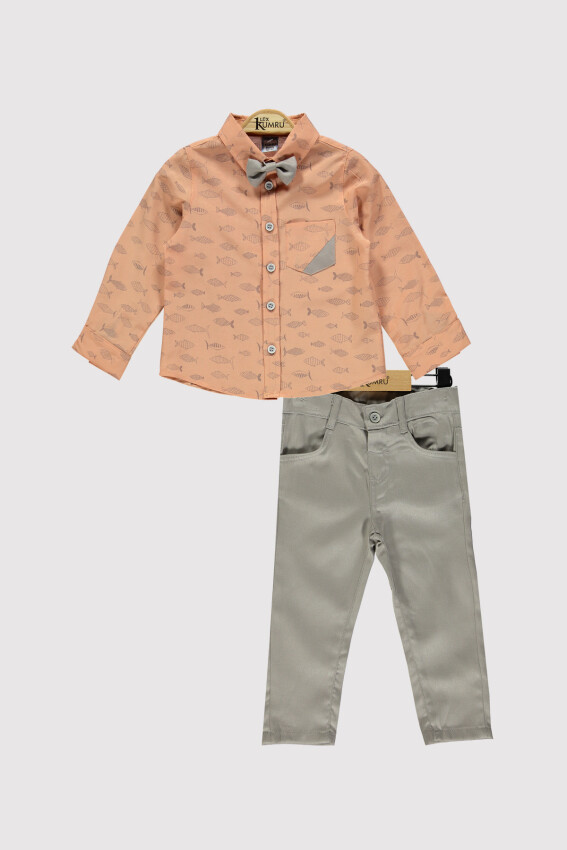 Boy Fish Printed Shirt Set 2-5Y Kumru Bebe 1075-4312 - 5