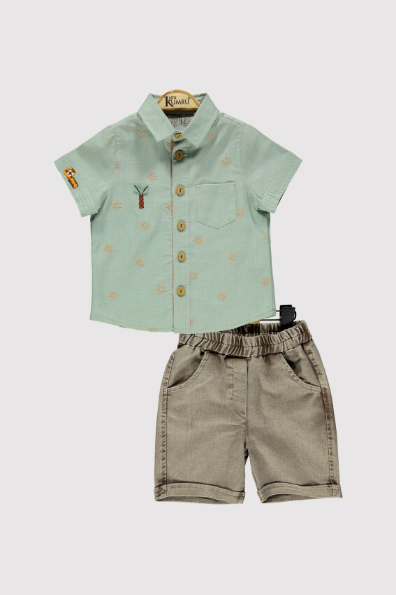 Boy Tree Embroidered Shirt Set 2-5Y Kumru Bebe 1075-4284 - 5