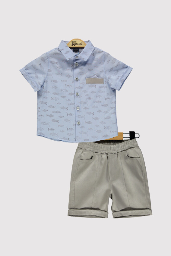 Boys Fish Shorts Set 2-5Y Kumru Bebe 1075-4292 - 2