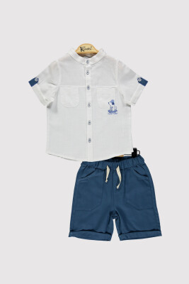 Dog Embroidered Boys Shirt Set 2-5 Y Kumru Bebe 1075-4369 - 1