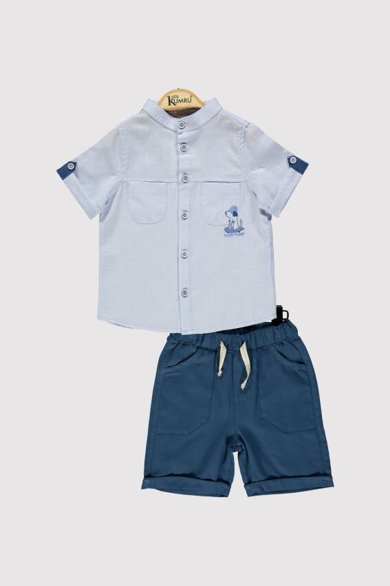 Dog Embroidered Boys Shirt Set 2-5 Y Kumru Bebe 1075-4369 - 2