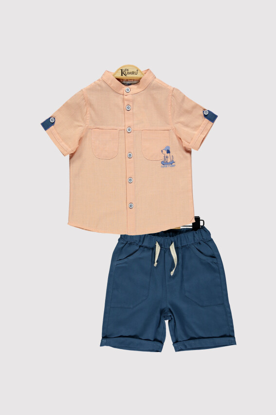 Dog Embroidered Boys Shirt Set 2-5 Y Kumru Bebe 1075-4369 - 4