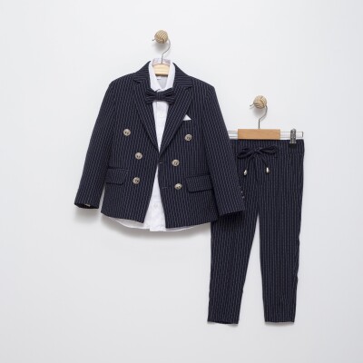 Double Breasted Jacket Vest Full Suit 3-7Y Terry 1036-5695 Темно-синий