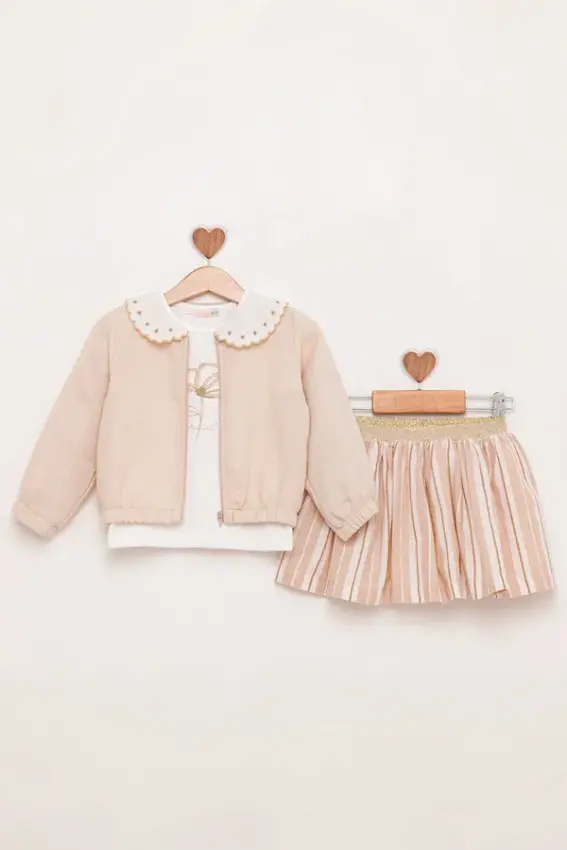 Embroidered Baby Collar Jacket Skirt Set 1-4Y BabyRose 1002-4853 - 1