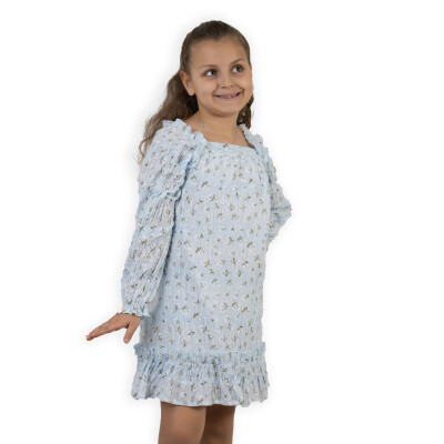 Gathered Long Sleeve Dress 2-5Y Timo 1018-TK5DÜ202242962 - 1