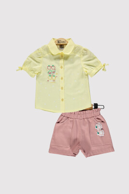 Girl Apple Printed Shirt Set 2-5Y Kumru Bebe 1075-4305 - 1