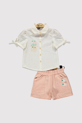 Girl Apple Printed Shirt Set 2-5Y Kumru Bebe 1075-4305 - 3